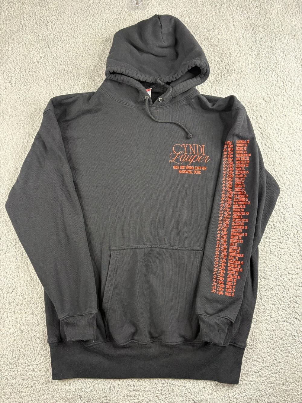 United Athle Cyndi Lauper Farewell Tour Hoodie Women Size XXL Black Long Sleeves